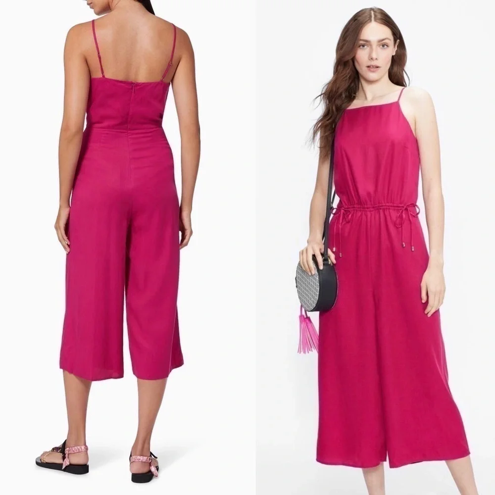 NWT‎ TED BAKER Sleeveless Square Neck Wide Leg Ankle Crop Cinch Waist Jumpsuit 4 - Picture 7 of 16